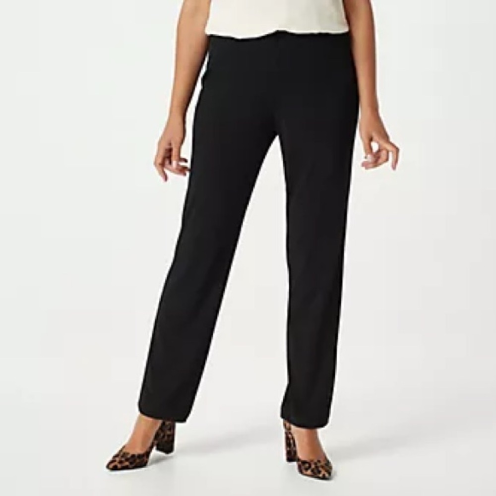 NWOT Susan Graver Essentials Liquid Knit Straight Leg Pant Black XL‎ Tall Office